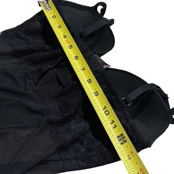 Victoria’s Secret Black Rhinestone Sheer Lacey Padded Lingerie Teddy Size 36C - Picture 9 of 10